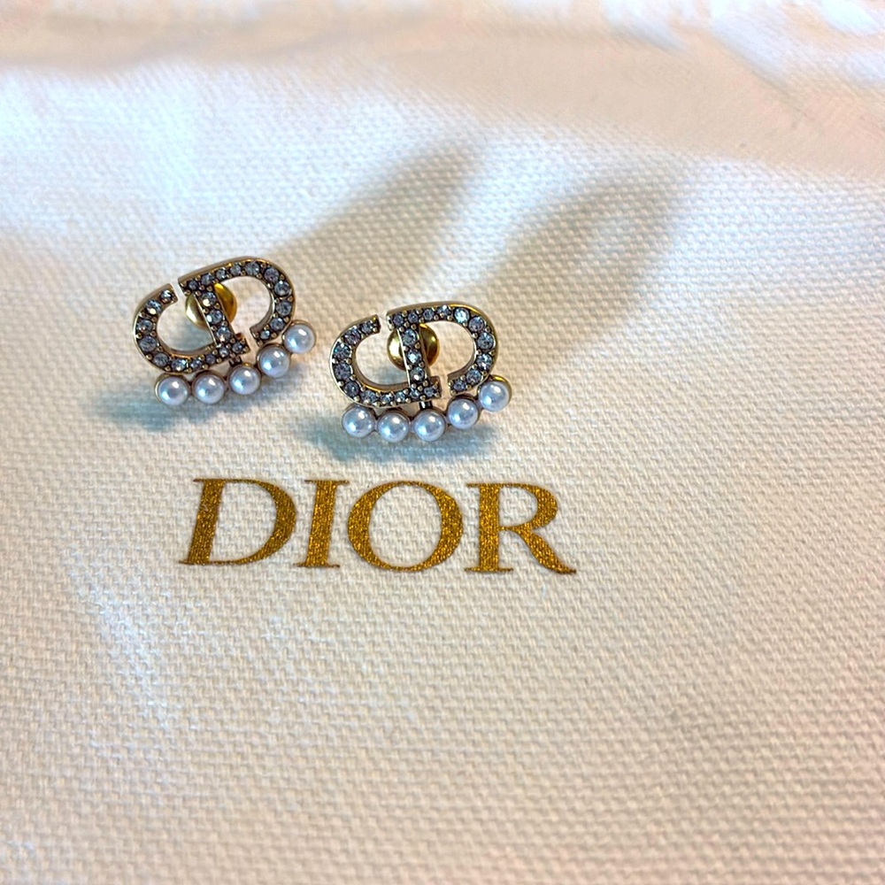 Dior Gold and Pearl Stud Earrings